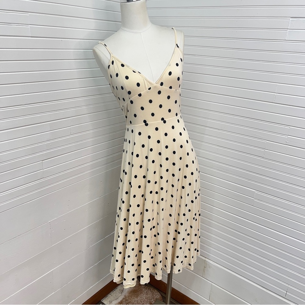 House of Harlow 1960 x Revolve Cream with Black Polka Dots Midi Dress